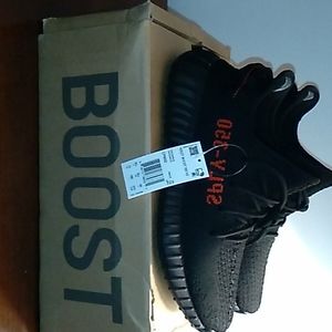 Yeezys red on black